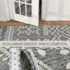 Vlakgeweven tapijt wasbaar anti slip keukentapijt met boho design voor terras balkon woonkamer & keuken, 200 x 140 cm, grijs 8