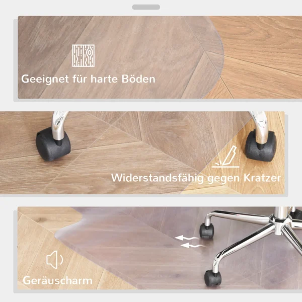 Vloerbeschermingsmat 90 x 120 cm bureaustoel onderlegger in transparant, krasbestendige stoelonderlegger, vloermat voor harde vloeren 6