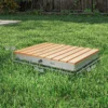 Vloerdouche tuindouche met verstelbaar voetwiel aluminium buitendouche tot 4 m fonteinhoogte 70 x 55 cm saunadouche houtlook antislip weerbestendig outdoor campingdouche voor zwembad sauna 4