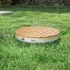 Vloerdouche tuindouche met verstelbaar voetwiel aluminium buitendouche tot 4 m fonteinhoogte Ø70,5 cm saunadouche houtlook antislip weerbestendig outdoor campingdouche voor zwembad sauna 4