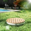Vloerdouche tuindouche met verstelbaar voetwiel aluminium buitendouche tot 4 m fonteinhoogte Ø70,5 cm saunadouche houtlook antislip weerbestendig outdoor campingdouche voor zwembad sauna 7