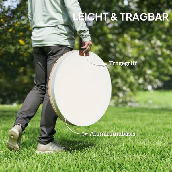 Vloerdouche tuindouche met verstelbaar voetwiel aluminium buitendouche tot 4 m fonteinhoogte Ø70,5 cm saunadouche houtlook antislip weerbestendig outdoor campingdouche voor zwembad sauna 9