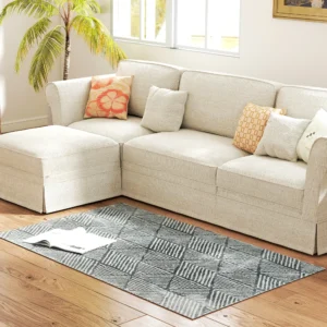 Vloerkleed woonkamervloerkleed in moderne stijl, wasbaar vloerkleed, vloerkleed voor woonkamer, slaapkamer, 150 x 80 cm donkergrijs 1