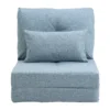 Vloerstoel 2 in 1 vouwbed met verstelbare rugleuning vloersofa met sierkussens, vloerzitkussen voor woonkamer, slaapkamer, linnen, hemelsblauw 1