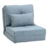 Vloerstoel 2 in 1 vouwbed met verstelbare rugleuning vloersofa met sierkussens, vloerzitkussen voor woonkamer, slaapkamer, linnen, hemelsblauw 10