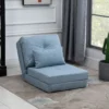 Vloerstoel 2 in 1 vouwbed met verstelbare rugleuning vloersofa met sierkussens, vloerzitkussen voor woonkamer, slaapkamer, linnen, hemelsblauw 2