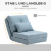 Vloerstoel 2 in 1 vouwbed met verstelbare rugleuning vloersofa met sierkussens, vloerzitkussen voor woonkamer, slaapkamer, linnen, hemelsblauw 8