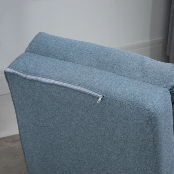Vloerstoel 2 in 1 vouwbed met verstelbare rugleuning vloersofa met sierkussens, vloerzitkussen voor woonkamer, slaapkamer, linnen, hemelsblauw 9