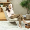 Vloerstoel 360° draaibaar vloerzetel met 5 voudig verstelbare rugleuning, opvouwbare vloersofa meditatiestoel gepolsterd luie sofa voor woonkamer gaming & lezen beige 2