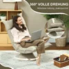 Vloerstoel 360° draaibaar vloerzetel met 5 voudig verstelbare rugleuning, opvouwbare vloersofa meditatiestoel gepolsterd luie sofa voor woonkamer gaming & lezen beige 5