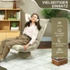 Vloerstoel 360° draaibaar vloerzetel met 5 voudig verstelbare rugleuning, opvouwbare vloersofa meditatiestoel gepolsterd luie sofa voor woonkamer gaming & lezen beige 8