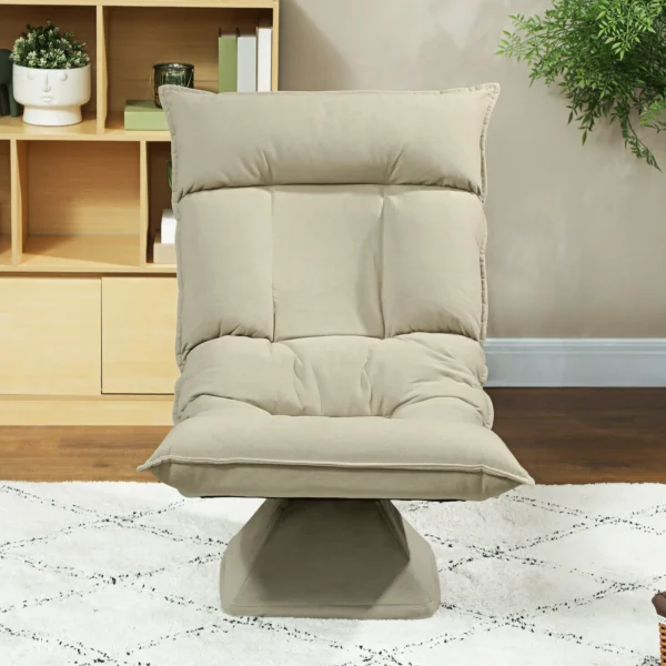 Vloerstoel 360° draaibaar vloerzetel met 5 voudig verstelbare rugleuning, opvouwbare vloersofa meditatiestoel gepolsterd luie sofa voor woonkamer gaming & lezen beige 9