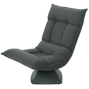 Vloerstoel 360° draaibaar vloerzetel met 5 voudig verstelbare rugleuning, opvouwbare vloersofa meditatiestoel gestoffeerd luie sofa voor woonkamer gaming & lezen donkergrijs 1