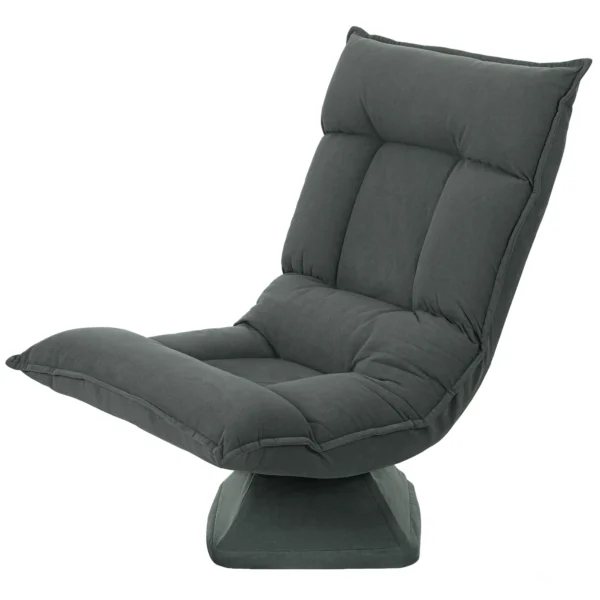 Vloerstoel 360° draaibaar vloerzetel met 5 voudig verstelbare rugleuning, opvouwbare vloersofa meditatiestoel gestoffeerd luie sofa voor woonkamer gaming & lezen donkergrijs 1