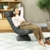 Vloerstoel 360° draaibaar vloerzetel met 5 voudig verstelbare rugleuning, opvouwbare vloersofa meditatiestoel gestoffeerd luie sofa voor woonkamer gaming & lezen donkergrijs 2