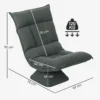 Vloerstoel 360° draaibaar vloerzetel met 5 voudig verstelbare rugleuning, opvouwbare vloersofa meditatiestoel gestoffeerd luie sofa voor woonkamer gaming & lezen donkergrijs 4