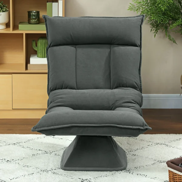 Vloerstoel 360° draaibaar vloerzetel met 5 voudig verstelbare rugleuning, opvouwbare vloersofa meditatiestoel gestoffeerd luie sofa voor woonkamer gaming & lezen donkergrijs 9
