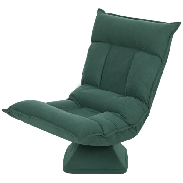 Vloerstoel 360° draaibaar vloerzetel met 5 voudig verstelbare rugleuning, opvouwbare vloersofa meditatiestoel gestoffeerd luie sofa voor woonkamer gaming & lezen groen 1