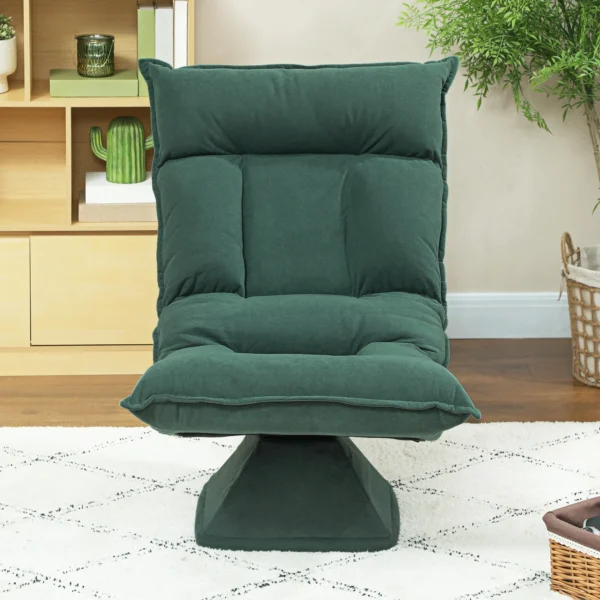 Vloerstoel 360° draaibaar vloerzetel met 5 voudig verstelbare rugleuning, opvouwbare vloersofa meditatiestoel gestoffeerd luie sofa voor woonkamer gaming & lezen groen 9