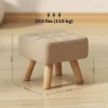 Voetenbankje kruk met linnenlook, houten poten, moderne zitkruk gestoffeerde kruk ottomaan voor slaapkamer, woonkamer, bruin 4