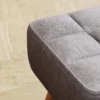 Voetenbankje krukje met linnenlook, houten poten, moderne zitkruk gestoffeerde kruk ottomaan voor slaapkamer, woonkamer, grijs 10