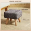 Voetenbankje krukje met linnenlook, houten poten, moderne zitkruk gestoffeerde kruk ottomaan voor slaapkamer, woonkamer, grijs 6