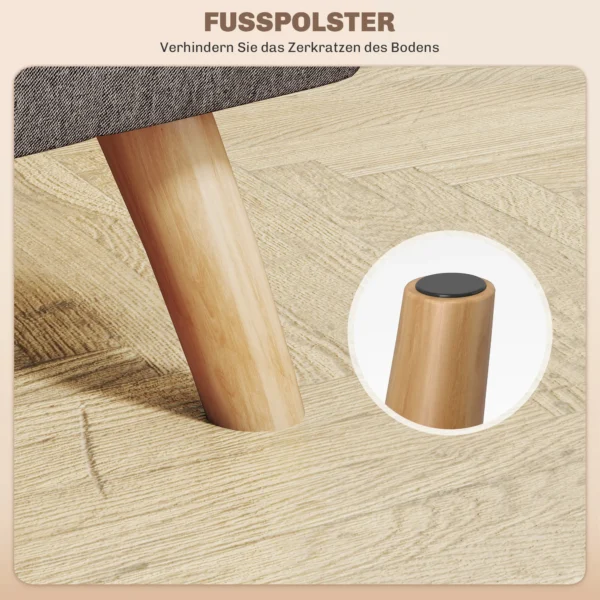 Voetenbankje krukje met linnenlook, houten poten, moderne zitkruk gestoffeerde kruk ottomaan voor slaapkamer, woonkamer, grijs 7