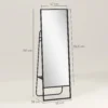 Volledige lichaamsspiegel 157 x 50 cm rechthoekige staande spiegel met plank, 2 haken en metalen frame, grote spiegel, pas spiegel voor slaapkamer, woonkamer, gang, zwart 4