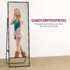 Volledige lichaamsspiegel 157 x 50 cm rechthoekige staande spiegel met plank, 2 haken en metalen frame, grote spiegel, pas spiegel voor slaapkamer, woonkamer, gang, zwart 5