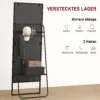 Volledige lichaamsspiegel 157 x 50 cm rechthoekige staande spiegel met plank, 2 haken en metalen frame, grote spiegel, pas spiegel voor slaapkamer, woonkamer, gang, zwart 6