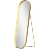 Volledige lichaamsspiegel 160 x 50 cm gebogen staande spiegel met metalen frame en breukvast glas, wandspiegel om te staan, leunen, spiegel voor woonkamer, slaapkamer, gang, goud 1