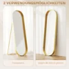 Volledige lichaamsspiegel 160 x 50 cm gebogen staande spiegel met metalen frame en breukvast glas, wandspiegel om te staan, leunen, spiegel voor woonkamer, slaapkamer, gang, goud 6
