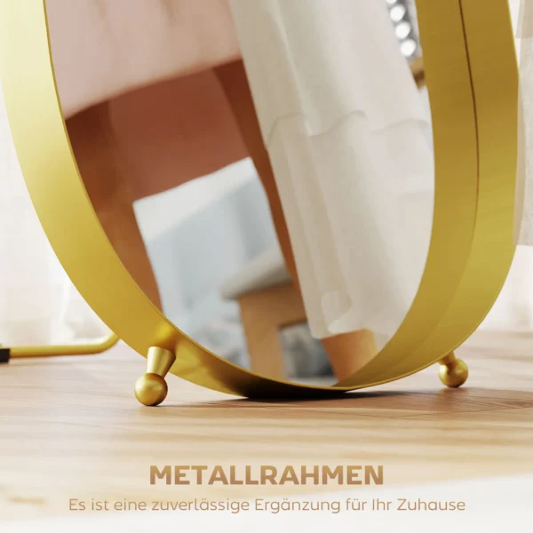 Volledige lichaamsspiegel 160 x 50 cm gebogen staande spiegel met metalen frame en breukvast glas, wandspiegel om te staan, leunen, spiegel voor woonkamer, slaapkamer, gang, goud 7