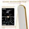 Volledige lichaamsspiegel 160 x 50 cm gebogen staande spiegel met metalen frame en breukvast glas, wandspiegel om te staan, leunen, spiegel voor woonkamer, slaapkamer, gang, goud 8