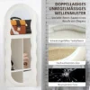 Volledige lichaamsspiegel 160 x 60 cm gebogen staande spiegel met golfontwerp breukbestendig glas fluweel frame wandspiegel spiegel vloerspiegel voor woonkamer, slaapkamer, gang, wit 6
