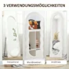 Volledige lichaamsspiegel 160 x 60 cm gebogen staande spiegel met golfontwerp breukbestendig glas fluweel frame wandspiegel spiegel vloerspiegel voor woonkamer, slaapkamer, gang, wit 7