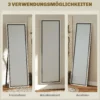 Volledige lichaamsspiegel, 162,6 x 53,5 cm staande spiegel met standaard, wandspiegel voor woonkamer, slaapkamer, kleedkamer grijs+wit 7