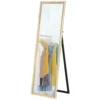 Volledige lichaamsspiegel, 162,6 x 53,5 cm staande spiegel met standaard, wandspiegel voor woonkamer, slaapkamer, kleedkamer wit+natuurhout 1