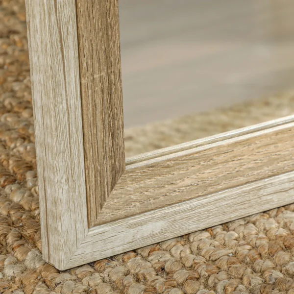 Volledige lichaamsspiegel, 162,6 x 53,5 cm staande spiegel met standaard, wandspiegel voor woonkamer, slaapkamer, kleedkamer wit+natuurhout 8