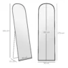 Volledige lichaamsspiegel 169 x 49 cm gebogen staande spiegel met breukvast glas en aluminium frame, wandspiegel om tegen te leunen, staand, spiegel voor woonkamer, slaapkamer, gang, zwart 4