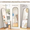Volledige lichaamsspiegel 169 x 49 cm gebogen staande spiegel met breukvast glas en aluminium frame, wandspiegel om tegen te leunen, staand, spiegel voor woonkamer, slaapkamer, gang, zwart 8
