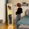 Volledige lichaamsspiegel 40 x 160 cm staande spiegel met led verlichting, 3 lichtkleuren, wandspiegel met touch bediening, vloerspiegel voor slaapkamer, woonkamer, eik 2