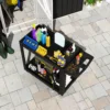Werkplaats rolwagen met 2 verdiepingen, gereedschapswagen met zijhandvat, haakgaten werkplaatswagen voor garage, magazijn, max. 227 kg belastbaar, zwart 10