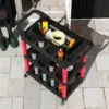 Werkplaats rolwagen met 3 niveaus, gereedschapswagen met handvat, haakgaten voor gereedschap montagewagen voor garage, magazijn, max. 91 kg belastbaar, rood+zwart 10