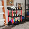 Werkplaats rolwagen met 3 niveaus, gereedschapswagen met handvat, haakgaten voor gereedschap montagewagen voor garage, magazijn, max. 91 kg belastbaar, rood+zwart 2