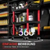 Werkplaats rolwagen met 3 niveaus, gereedschapswagen met handvat, haakgaten voor gereedschap montagewagen voor garage, magazijn, max. 91 kg belastbaar, rood+zwart 6