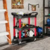 Werkplaats rolwagen met 3 niveaus, werkplaatswagen met handvat, gereedschapswagen montagewagen voor garage, magazijn, max. 68 kg draagvermogen, zwart 2