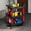 Werkplaats rolwagen met 3 niveaus, werkplaatswagen met handvat, gereedschapswagen montagewagen voor garage, magazijn, max. 68 kg draagvermogen, zwart 9