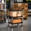Werkplaats rolwagen met 3 verdiepingen, opvouwbare gereedschapswagen met handvat, montagewagen werkplaatswagen voor magazijn, garage, tot 68 kg belastbaar, zwart 10