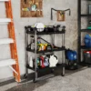 Werkplaats rolwagen met 3 verdiepingen, opvouwbare gereedschapswagen met handvat, montagewagen werkplaatswagen voor magazijn, garage, tot 68 kg belastbaar, zwart 2